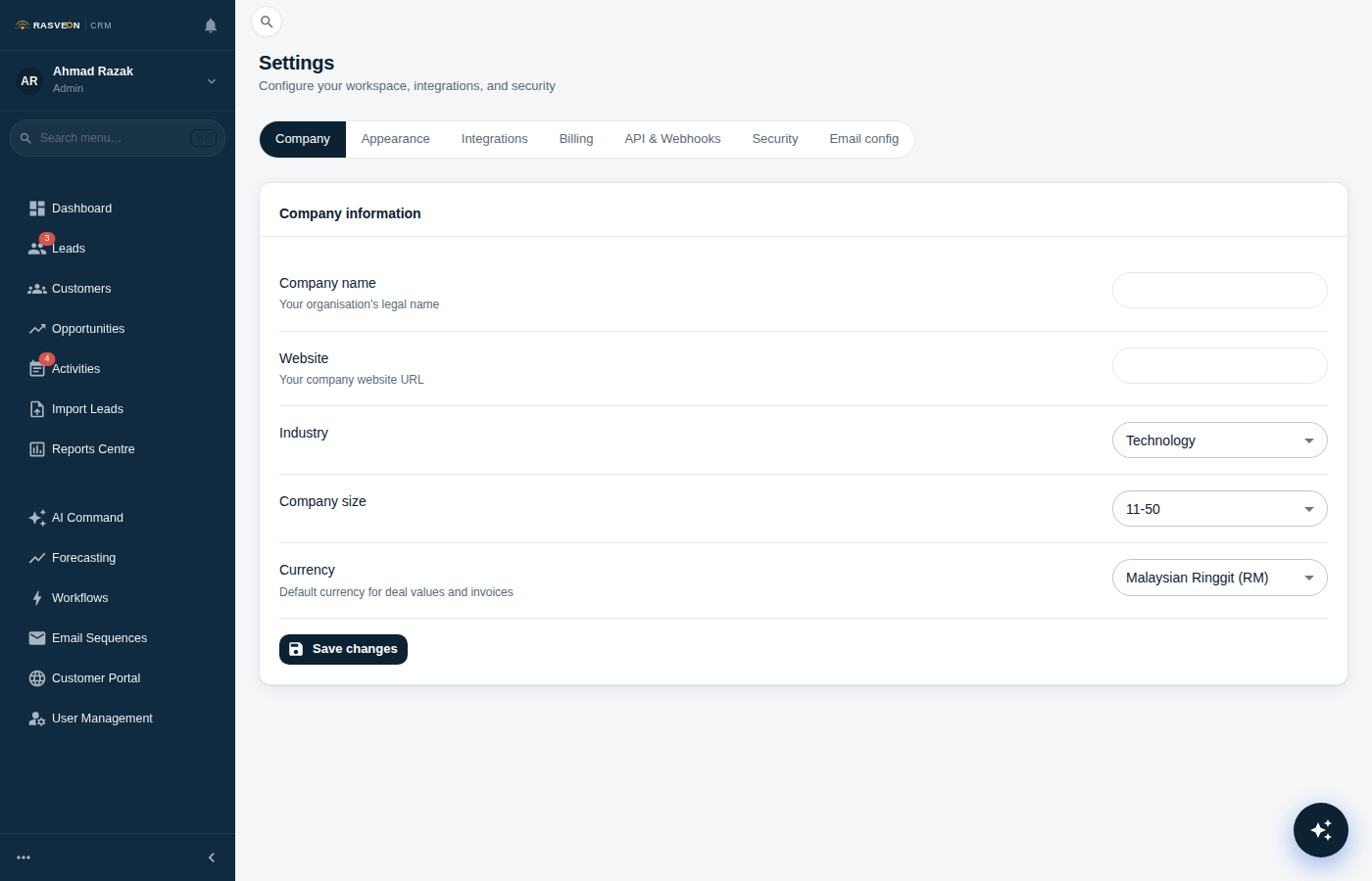 Workspace settings
